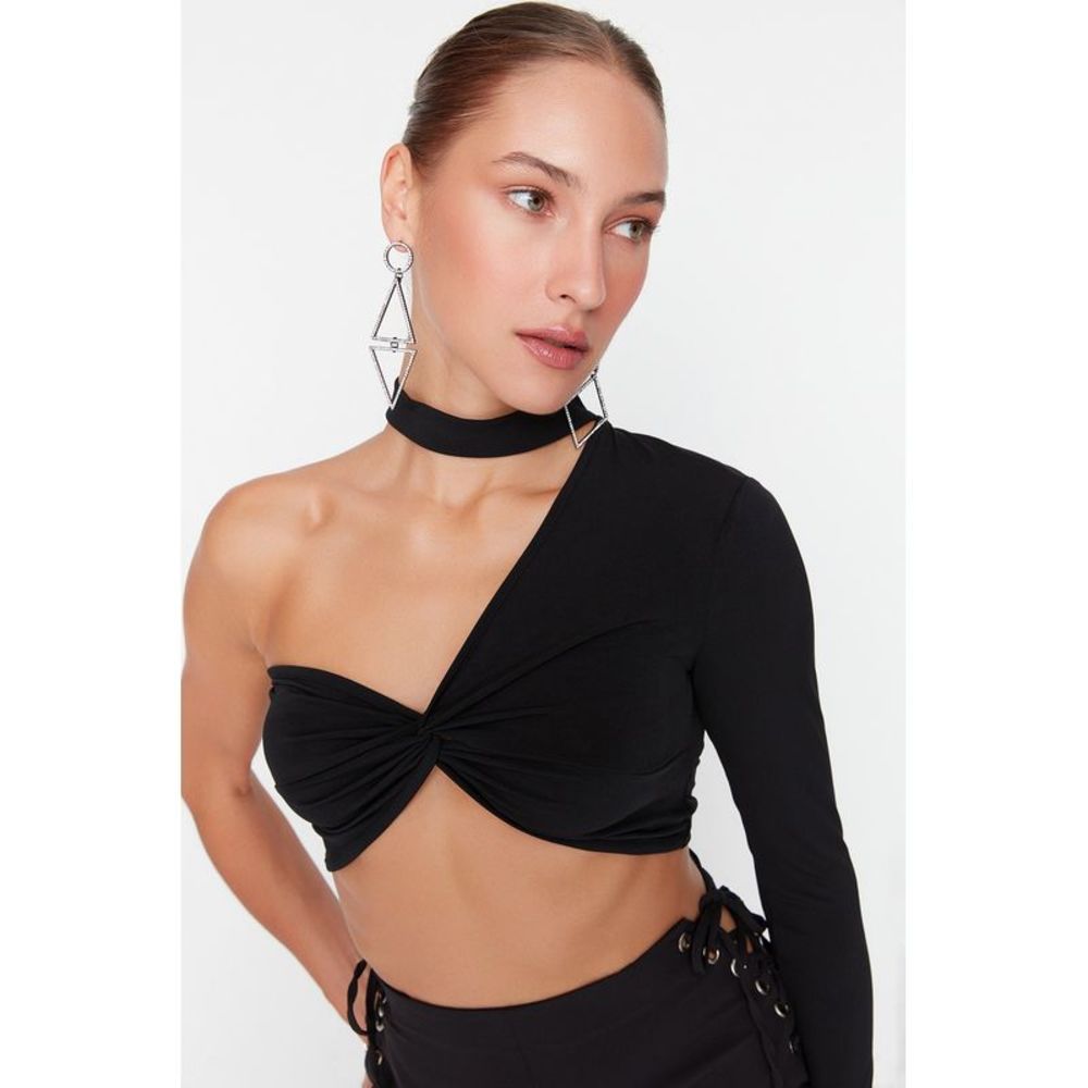 NWT Trendyol Fitted Asymmetrical Collar Knit Bustier